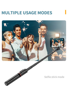 Roreta NEW Portable Wireless Bluetooth Phone Telescopic Selfie Stick Tripod With Fill Light for Huawei iPhone 13 Android Xiaomi