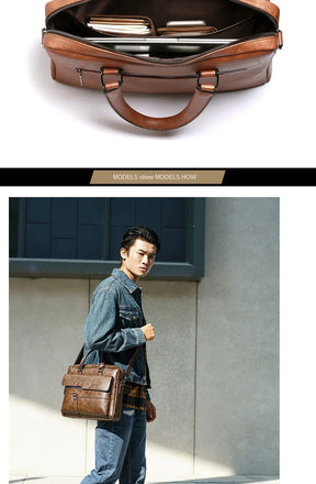 2023 Men Briefcase Bag High Quality Business Famous Brand PU Leather Shoulder Messenger Bags Office Handbag 14 inch Laptop bag