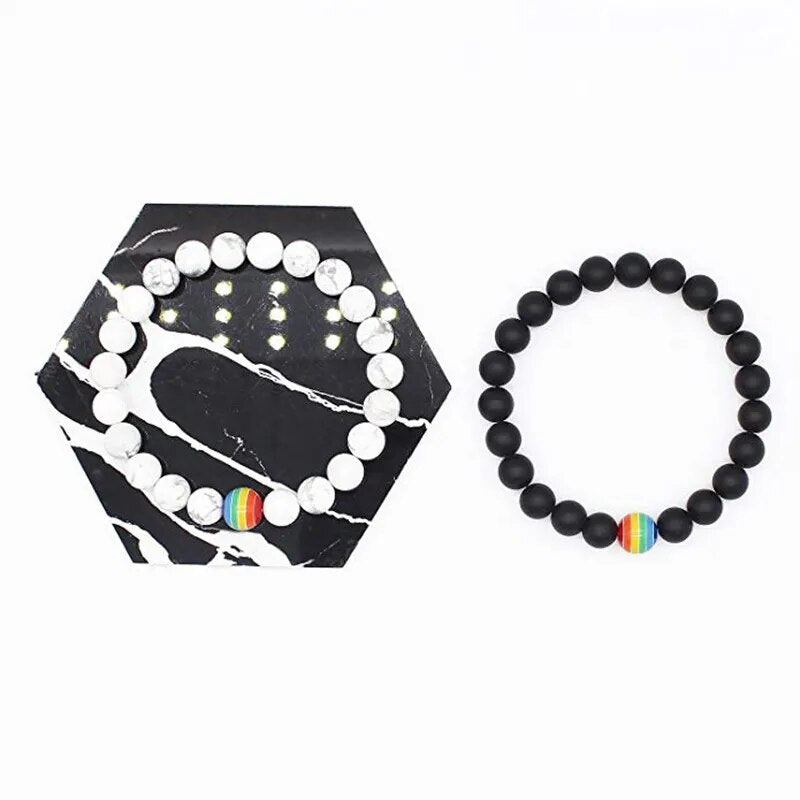 Wukaka LGBT Volcanic Stone Bracelet for Couples Best Price in Men Jewerly - 2023