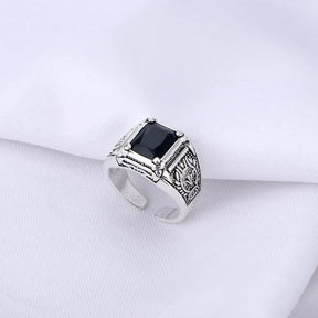 Retro Black Crystal Ring for Men (925 Sterling Silver) Best Price in Men Jewerly - 2023