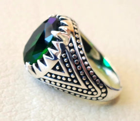 925 Vintage Thai Silver Emerald Ring for Men Best Price in Men Jewerly - 2023