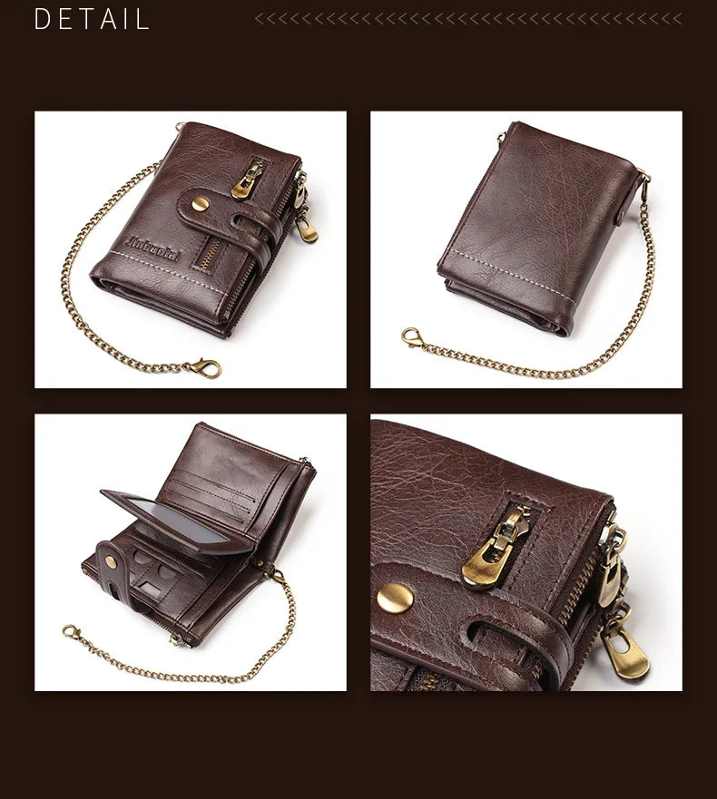 2021 New Men Wallets Name Customized PU Leather Short Card Holder Chain Men Purse High Quality Brand Male wallet