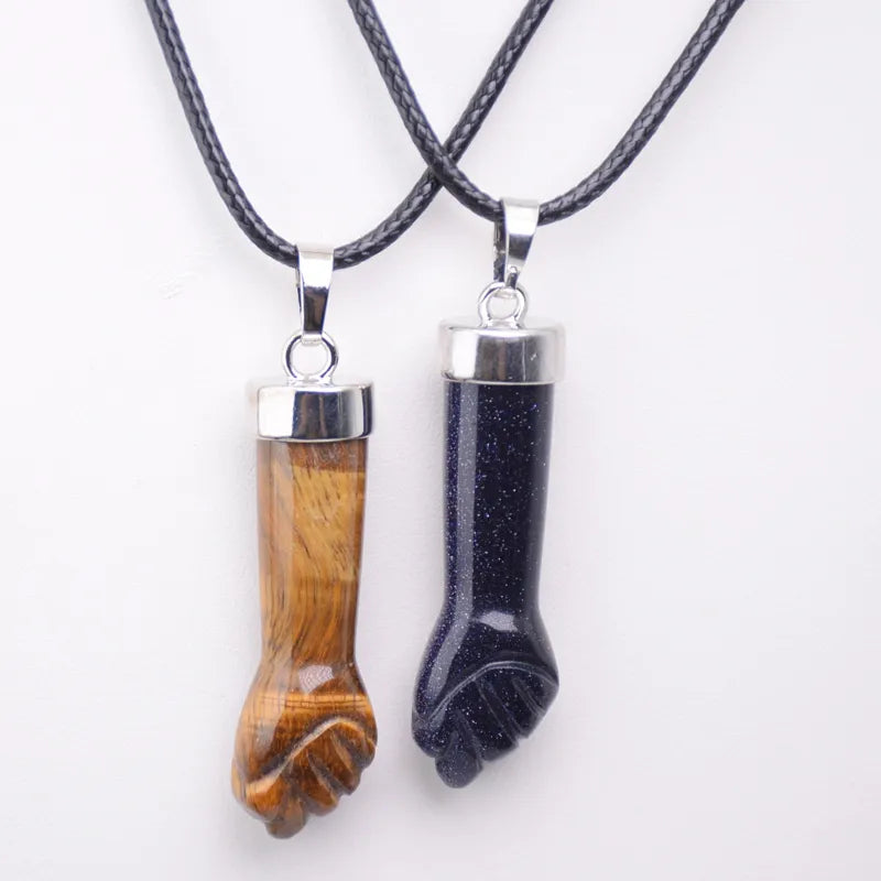 Natural Stone Pendant with Carved Fist Arm Best Price in Men Jewerly - 2023