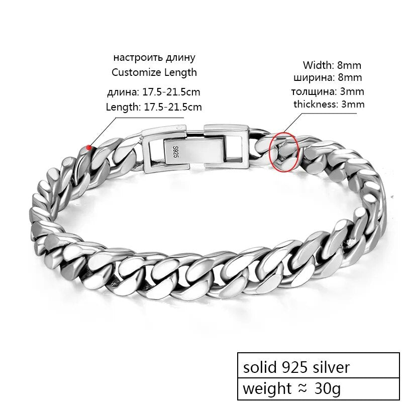 ZABRA 925 Sterling Silver Link Rock Fashion Chain Bracelet for Men Best Price in Men Jewerly - 2023