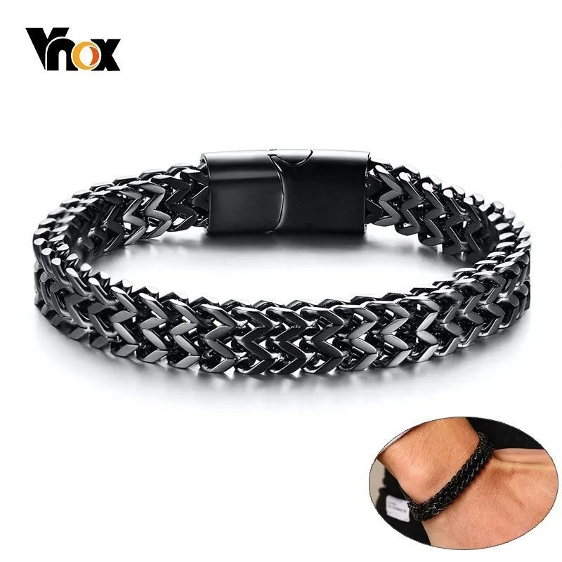 VNOX Stainless Steel Double Wheat Chain Bracelet for Men Best Price in Men Jewerly - 2023