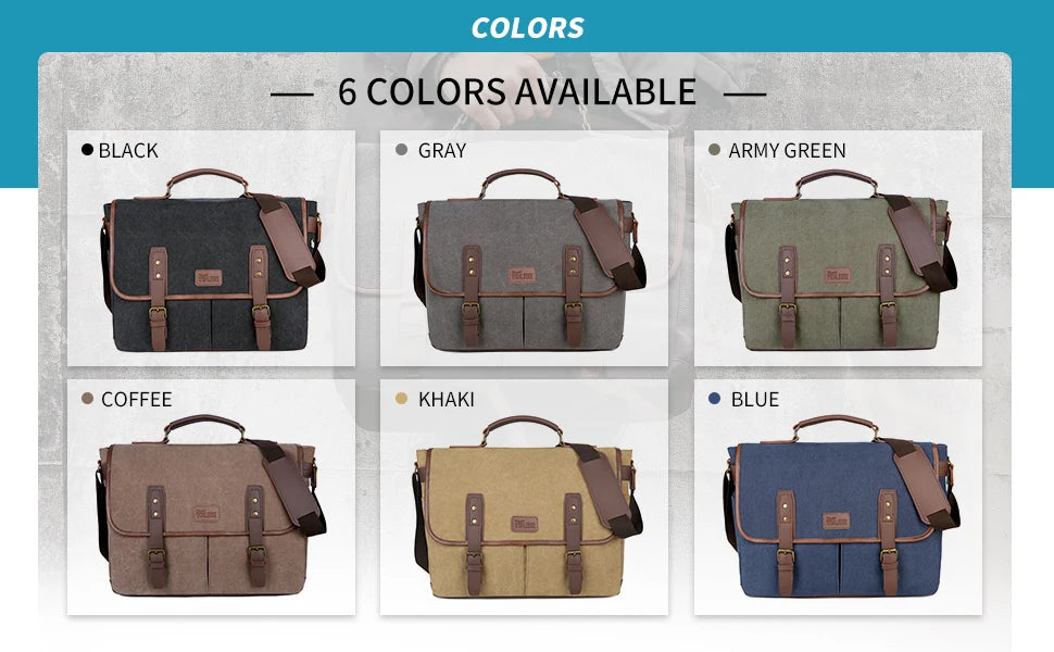 Vintage Men Briefcases Canvas 14 inch Laptop Bags Portable Messenger Bag for Men Business Briefcase Shoulder Bag Dropshipping