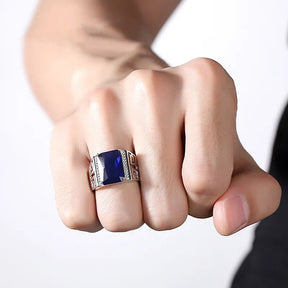 HuiSept 925 Silver Ring with Sapphire Zircon for Men Best Price in Men Jewerly - 2023