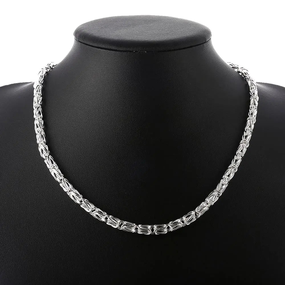 925 Sterling Silver 6MM Geometry Chain Necklace & Bracelet Set for Men Best Price in Men Jewerly - 2023