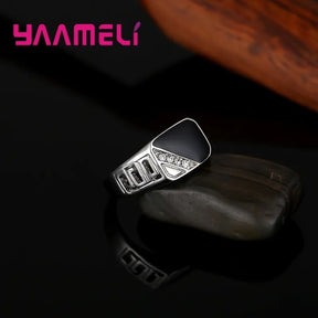 Classic Male Ring 925 Sterling Silver Rhinestone Square Hip Hop for Men Best Price in Men Jewerly - 2023