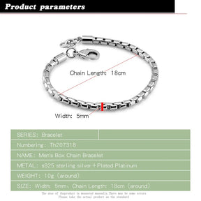 Real 925 Sterling Silver Box Chain Bracelet Best Price in Men Jewerly - 2023