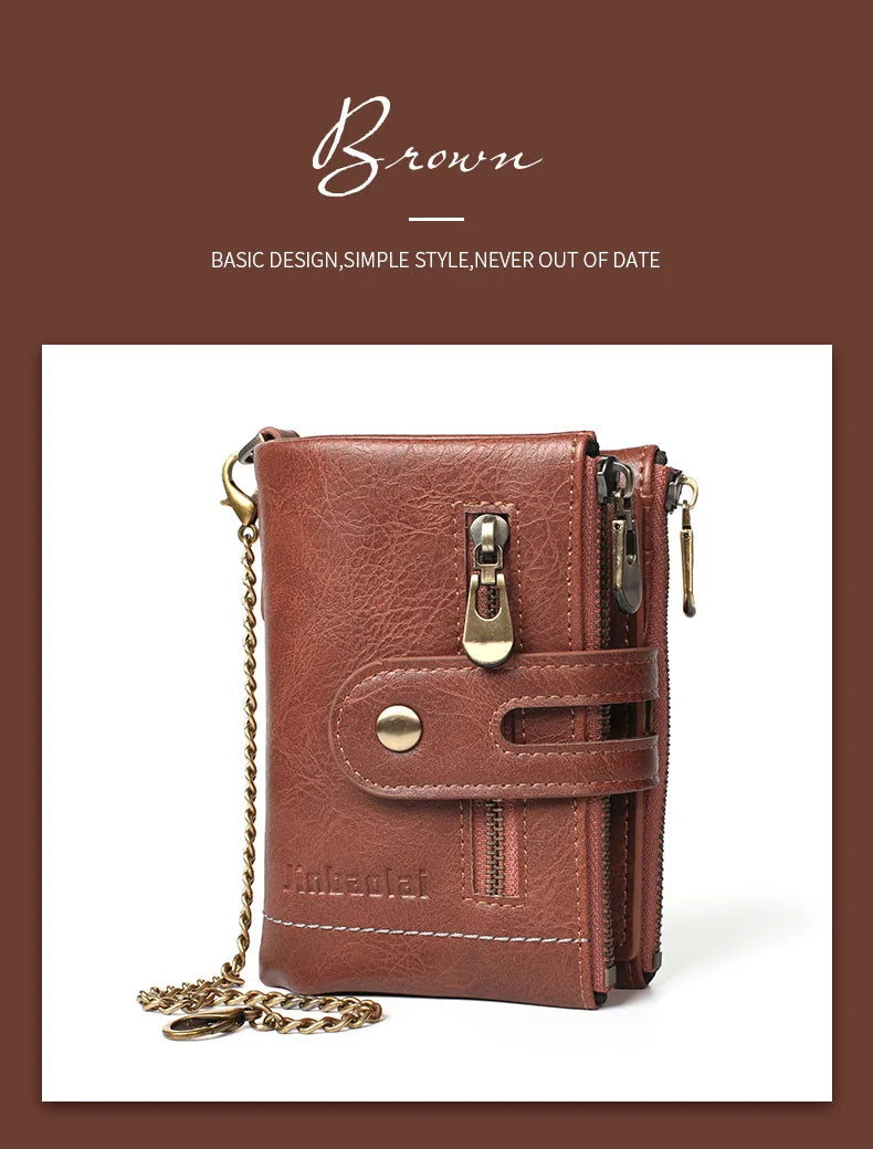 2021 New Men Wallets Name Customized PU Leather Short Card Holder Chain Men Purse High Quality Brand Male wallet