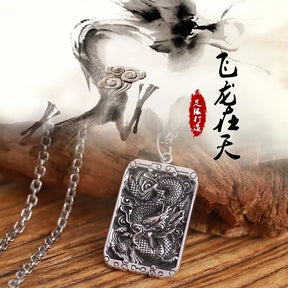 ZABRA Sterling Silver Dragon Square Pendant Necklace for Men Best Price in Men Jewerly - 2023