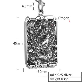 ZABRA Sterling Silver Dragon Square Pendant Necklace for Men Best Price in Men Jewerly - 2023