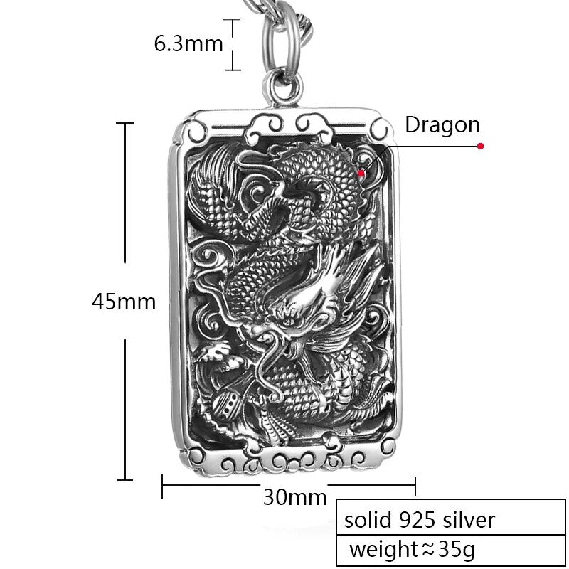 ZABRA Sterling Silver Dragon Square Pendant Necklace for Men Best Price in Men Jewerly - 2023