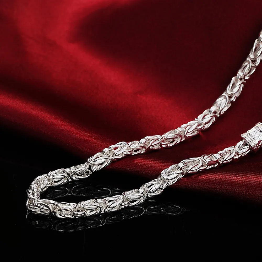 925 Sterling Silver 6MM Geometry Chain Necklace & Bracelet Set for Men Best Price in Men Jewerly - 2023