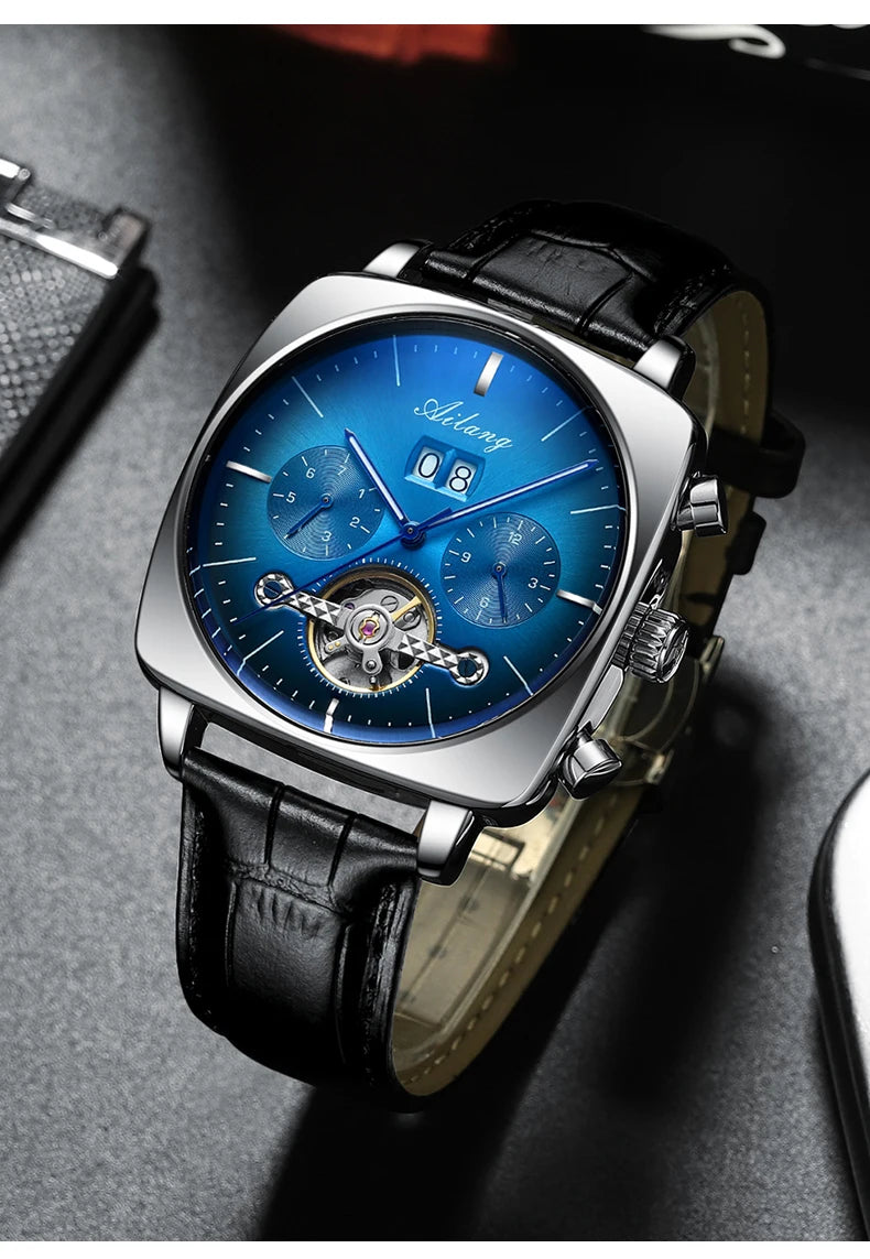 2022AILANG famous brand watch montre automatique luxe chronograph Square Large Dial Watch Hollow Waterproof mens fashion watches