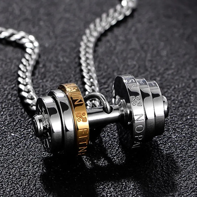 Dumbbel Necklace Stainless Steel Fitness Barbell for Men Best Price in Men Jewerly - 2023