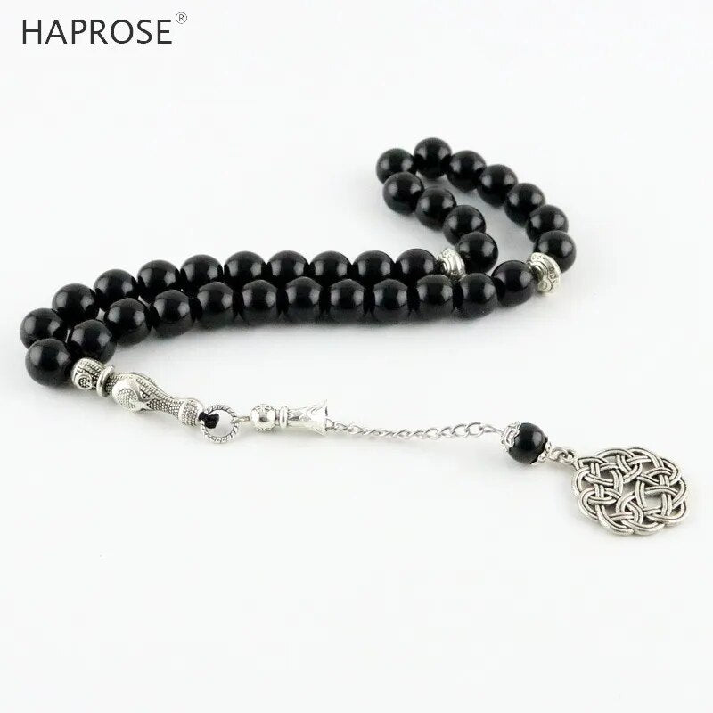 Man's Black Agates Tasbih Muslim Prayer Beads Best Price in Men Jewerly - 2023