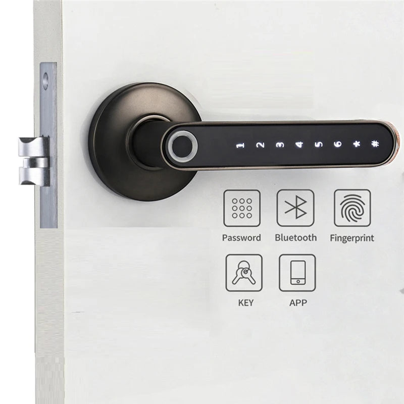 Bluetooth Smart Lock TTLOCK Security Latch Fingerprint Electronic Door Handle Lever Handle Lock Knob Lock