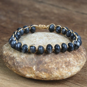 Black Labradorite Braided Bracelet for Men Best Price in Men Jewerly - 2023