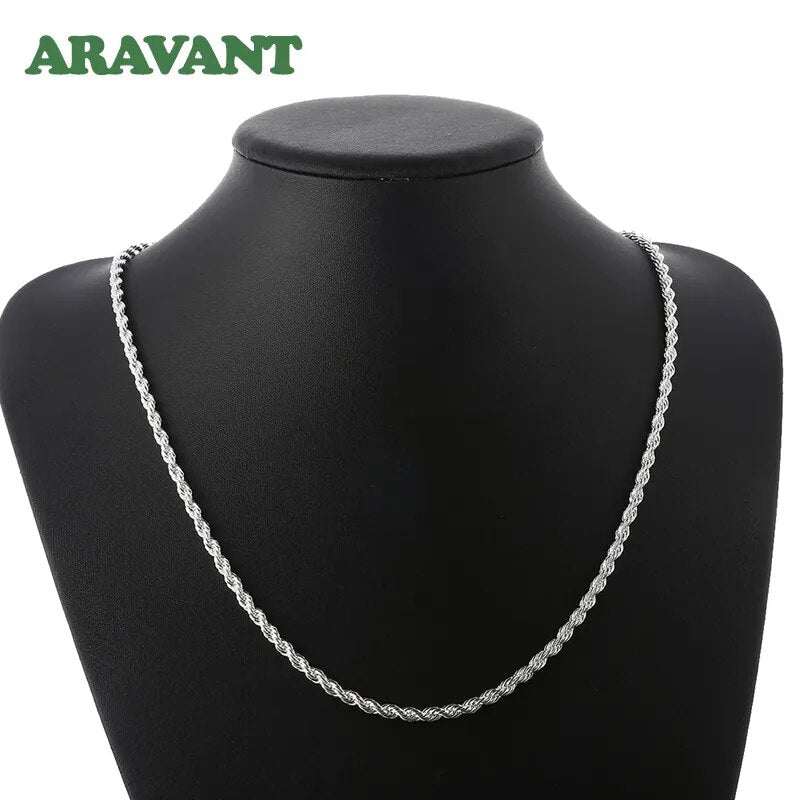 925 Silver 3MM/4MM Twist Necklace Chain for Men Best Price in Men Jewerly - 2023