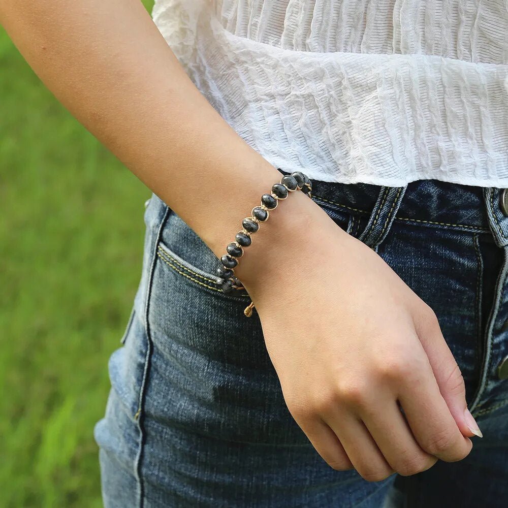 Black Labradorite Braided Bracelet for Men Best Price in Men Jewerly - 2023