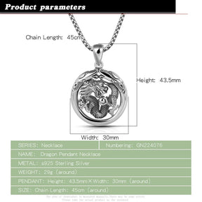 Vintage 925 Sterling Silver Dragon Pendant Necklace for Men Best Price in Men Jewerly - 2023