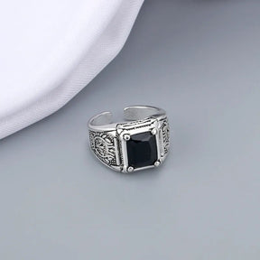 Retro Black Crystal Ring for Men (925 Sterling Silver) Best Price in Men Jewerly - 2023