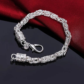 925 Sterling Silver 6MM Geometry Chain Necklace & Bracelet Set for Men Best Price in Men Jewerly - 2023