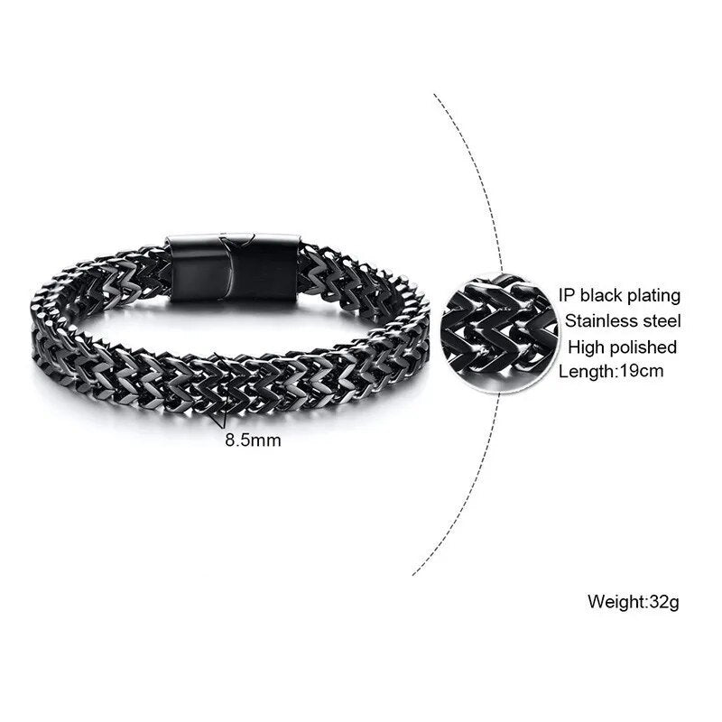 VNOX Stainless Steel Double Wheat Chain Bracelet for Men Best Price in Men Jewerly - 2023