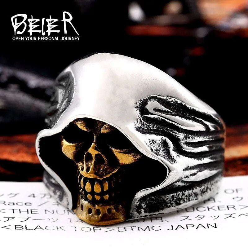 Beier 316L Stainless Steel Vintage Death Skull Ring for Men Best Price in Men Jewerly - 2023