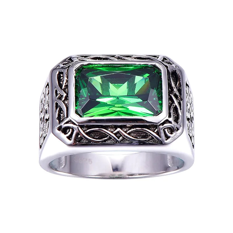 BONLAVIE Ring 6.8Ct Emerald Solid 925 Sterling Silver Engagement for Men Best Price in Men Jewerly - 2023