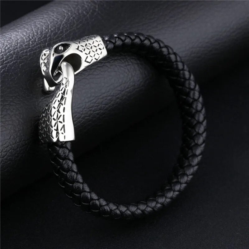 V.YA Genuine Leather Zodiac Snake Head Bracelet with Magnet Buckle Best Price in Men Jewerly - 2023