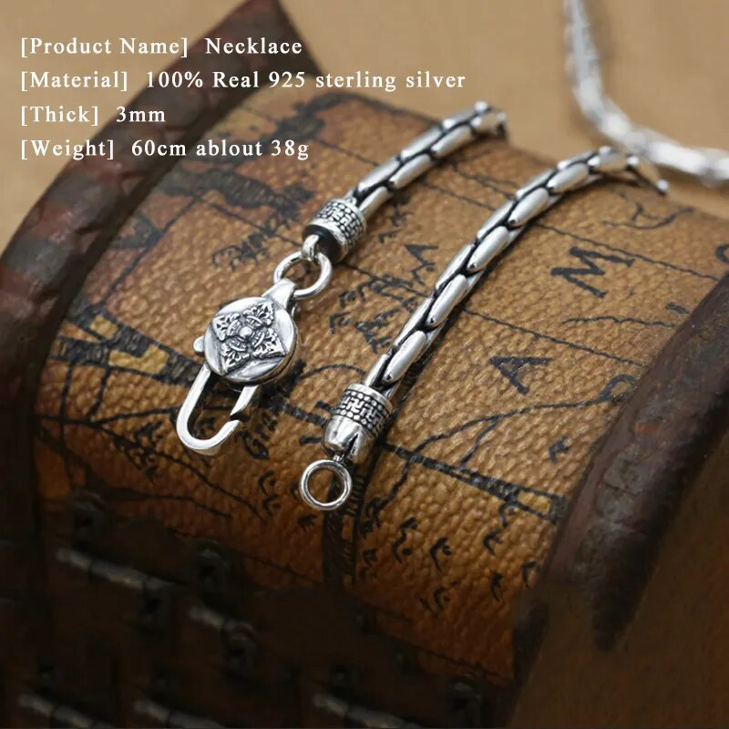 Men's 925 Sterling Silver Bamboo Chain Necklace Best Price in Men Jewerly - 2023