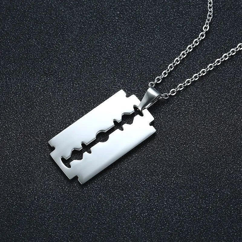 Men's Stainless Steel Razor Blade Pendant Necklace Best Price in Men Jewerly - 2023