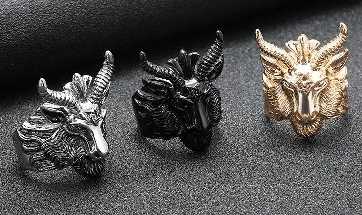 Goat Horn Head Antelope Ring for Men Best Price in Men Jewerly - 2023