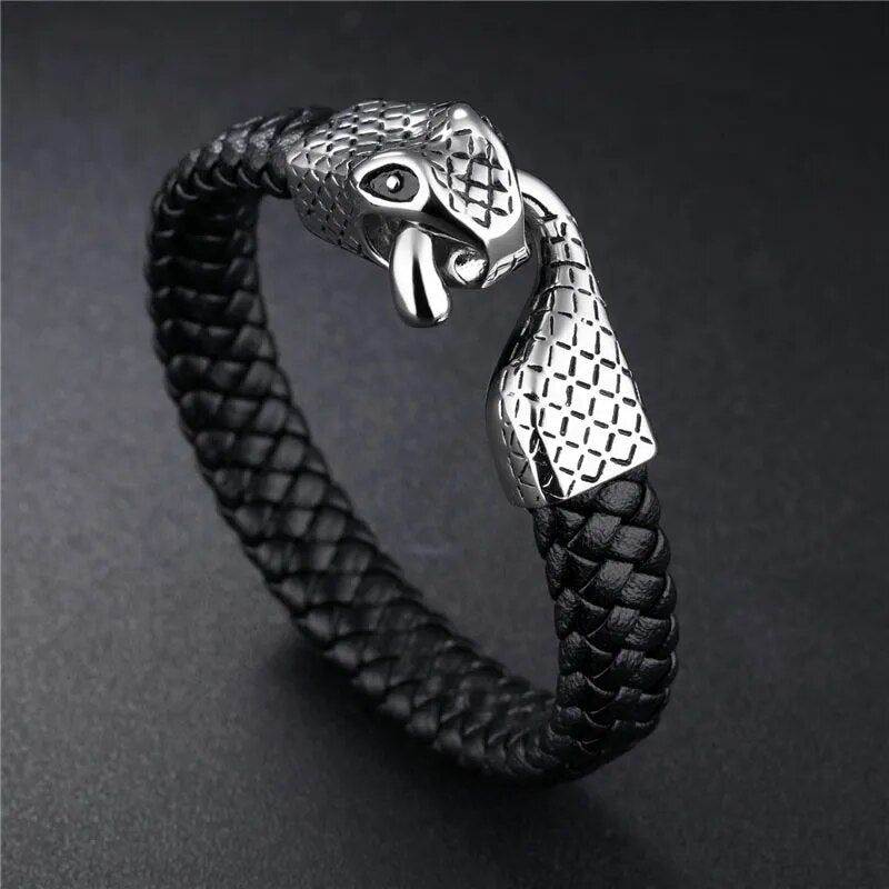 V.YA Genuine Leather Zodiac Snake Head Bracelet with Magnet Buckle Best Price in Men Jewerly - 2023