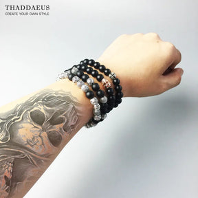 Rebel Bracelet Cross Beads & Obsidian 925 Sterling Silver European Style for Men Best Price in Men Jewerly - 2023