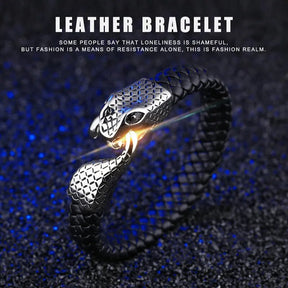 V.YA Genuine Leather Zodiac Snake Head Bracelet with Magnet Buckle Best Price in Men Jewerly - 2023