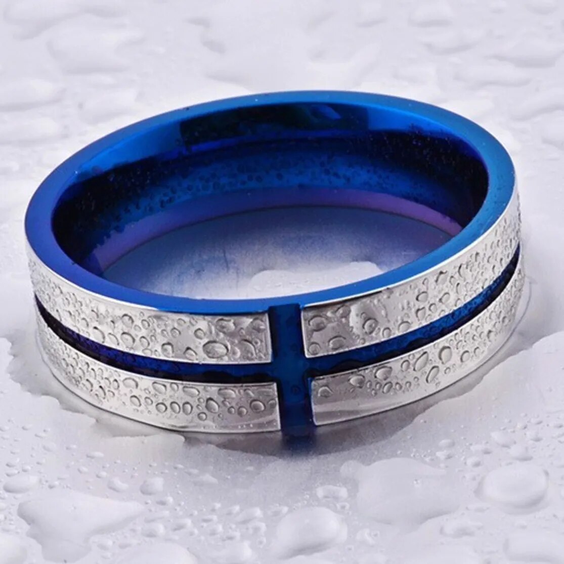 Hip Hop Blue Stainless Steel Geometric Men's Ring Best Price in Men Jewerly - 2023