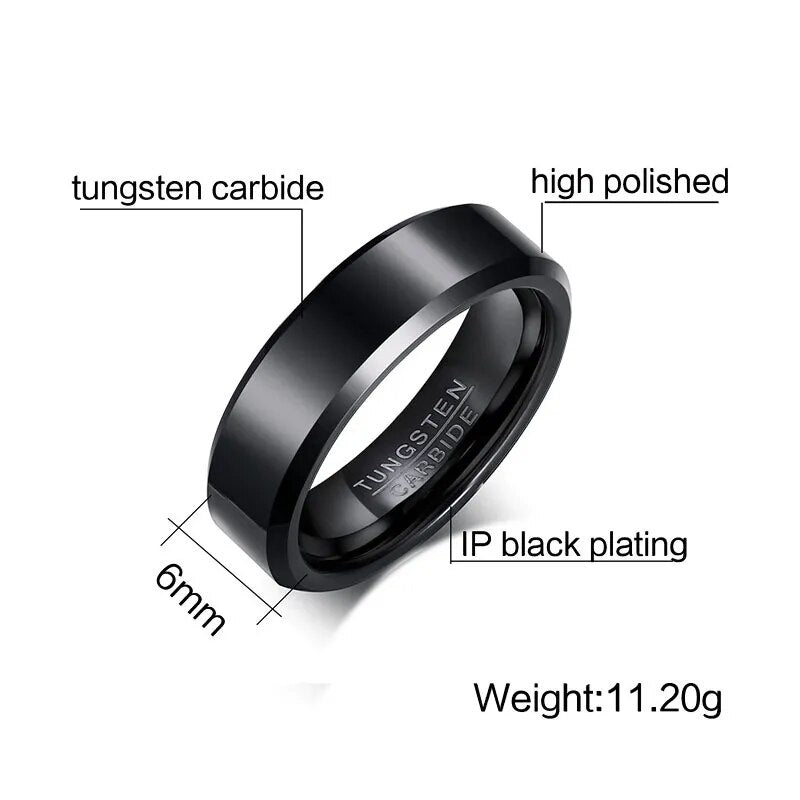 Vnox Black Tungsten Carbide Engagement Ring for Men Best Price in Men Jewerly - 2023