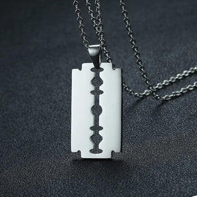 Men's Stainless Steel Razor Blade Pendant Necklace Best Price in Men Jewerly - 2023