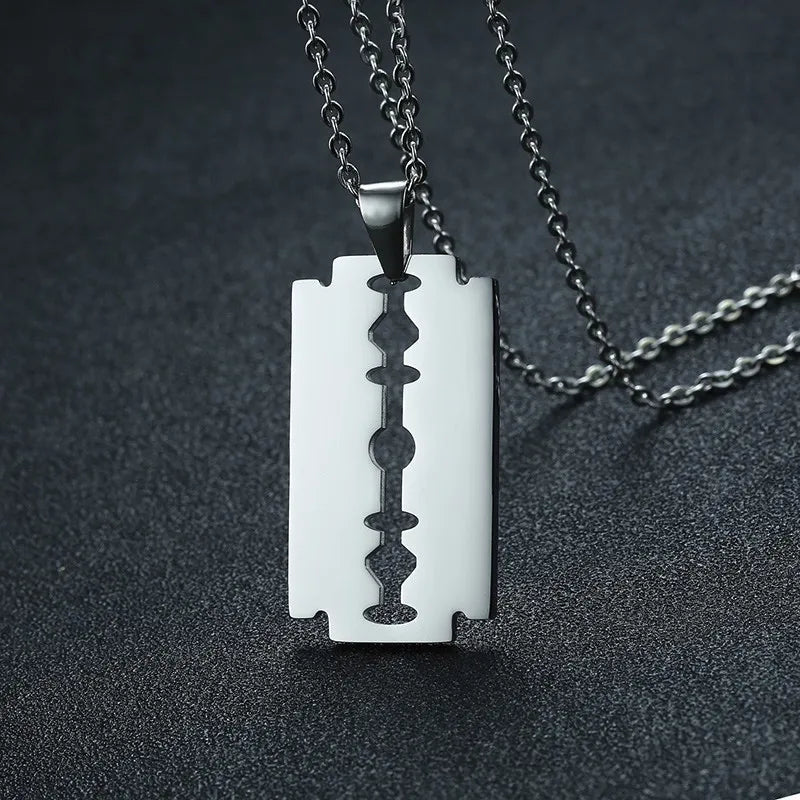 Men's Stainless Steel Razor Blade Pendant Necklace Best Price in Men Jewerly - 2023