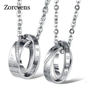 ZORCVENS Cubic Zirconia Couple Necklace for Men and Women Best Price in Men Jewerly - 2023