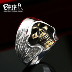 Beier 316L Stainless Steel Vintage Death Skull Ring for Men Best Price in Men Jewerly - 2023