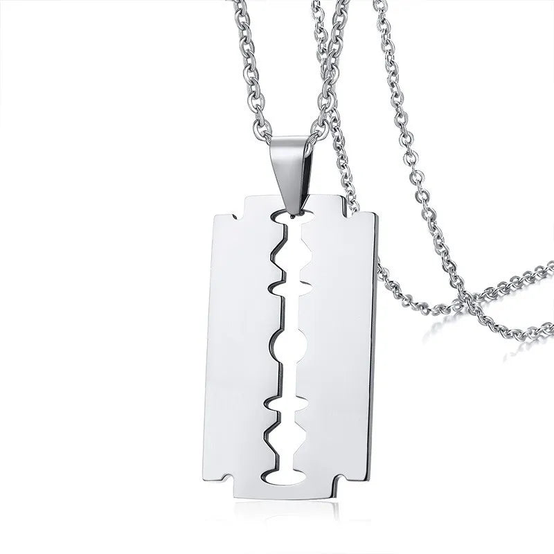 Men's Stainless Steel Razor Blade Pendant Necklace Best Price in Men Jewerly - 2023