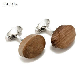 Lepton Walnut Wood Cufflinks for Men Best Price in Men Jewerly - 2023