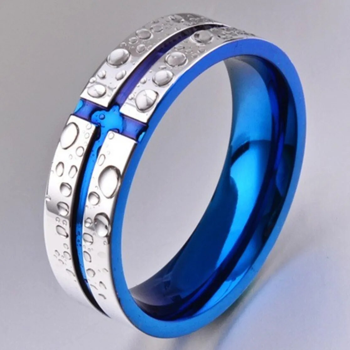 Hip Hop Blue Stainless Steel Geometric Men's Ring Best Price in Men Jewerly - 2023