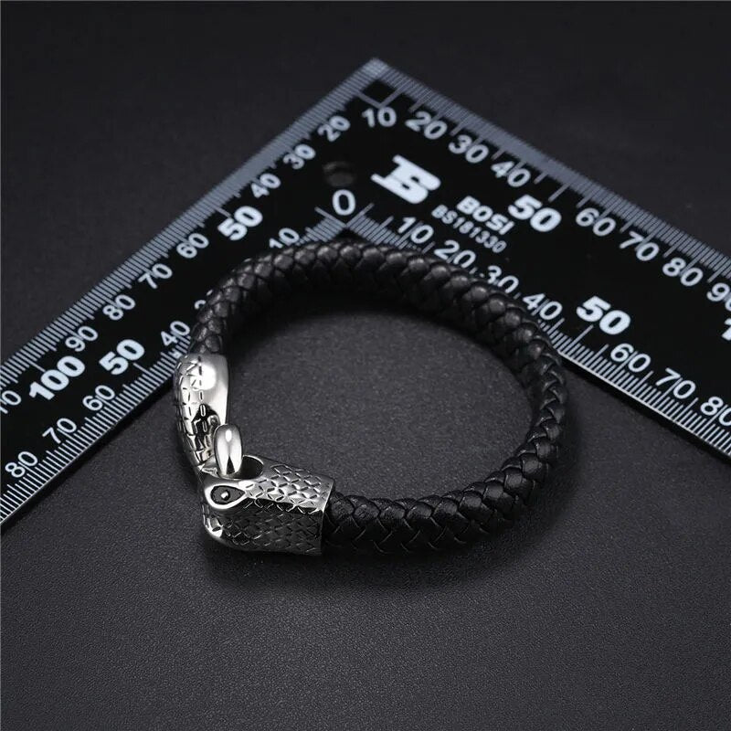 V.YA Genuine Leather Zodiac Snake Head Bracelet with Magnet Buckle Best Price in Men Jewerly - 2023