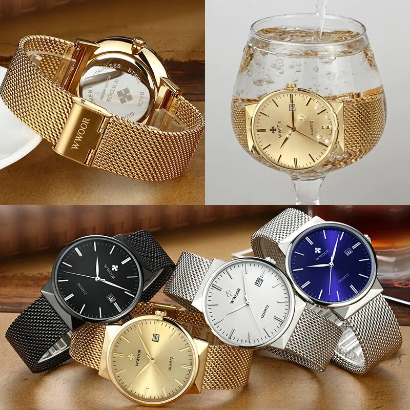 WWOOR Ultra Thin Gold Steel Mesh Watch for Men Best Price in Men Jewerly - 2023